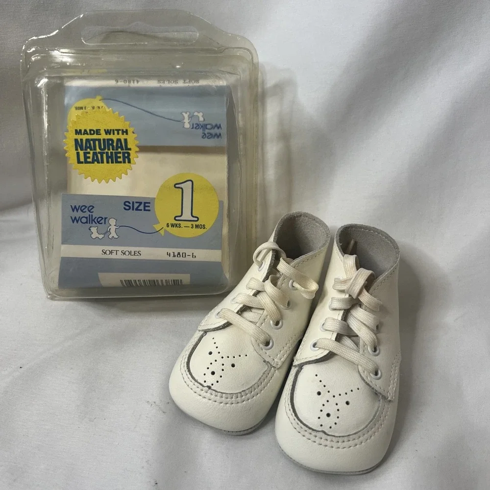 Wee Walker Soft Soles Sz 1‎ White Shoes Infant Baby 6 Wks - 3 Months